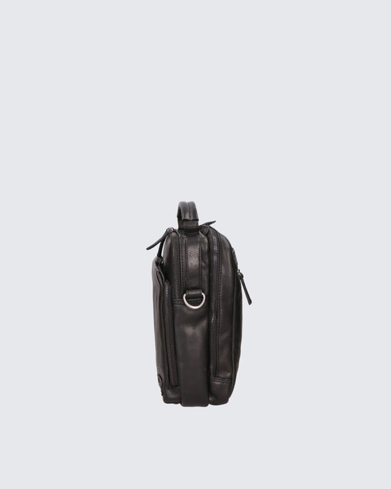Italian Artisan Men's Handcrafted Leather Handbag | Double Zip Opening | Made in Italy