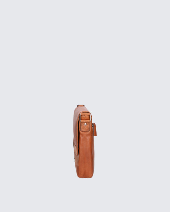 Italian Artisan Santini Men's Leather Shoulder Bag | Genuine Greased Calfskin Leather | Made in Italy