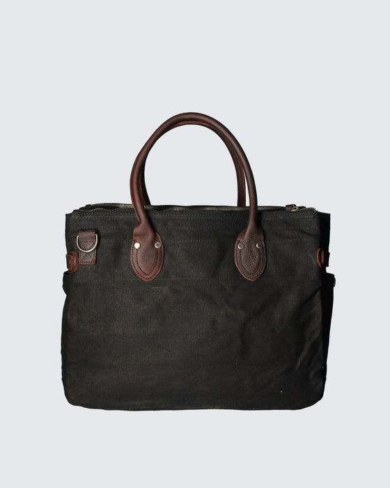 Italian Artisan Handcrafted Men's Shoulder Handbag in Genuine leather and Canvas Made In Italy