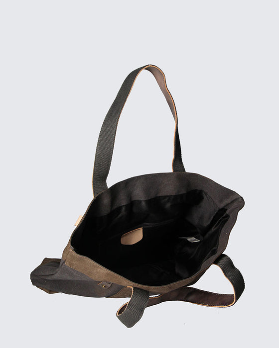 Italian Artisan Womens Handcrafted Tote Handbag in Canvas and Genuine Leather Made In Italy