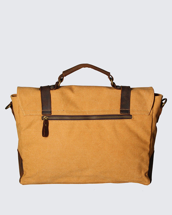 Italian Artisan Unisex Handcrafted Handbag with Shoulder Strap in Canvas and Genuine Leather Made In Italy
