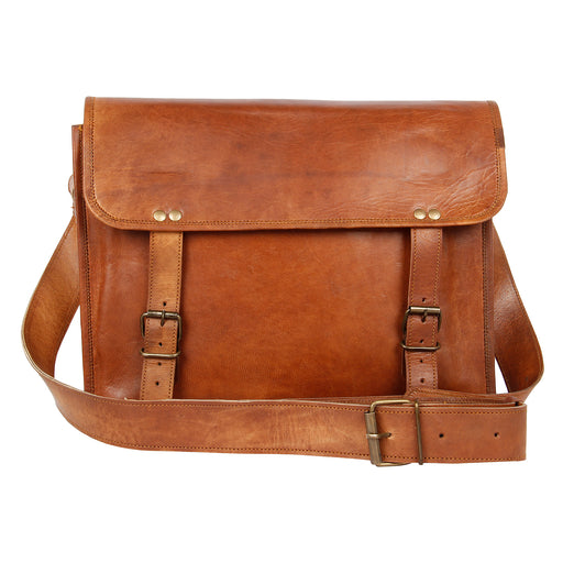 15 inch Leather Vintage Rustic Crossbody Messenger Bag for Men and Women (Unisex) - Oasisincentives